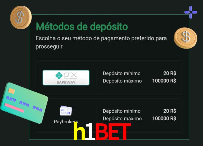 O cassino h1bet oferece uma grande variedade de métodos de pagamento